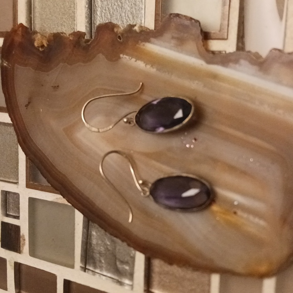 Vintage 925 Purple drop earrings